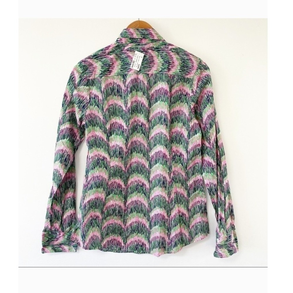 Lilly Pulitzer Women's Blue Green Pink Abstract Print Button Down Shirt – Size 4